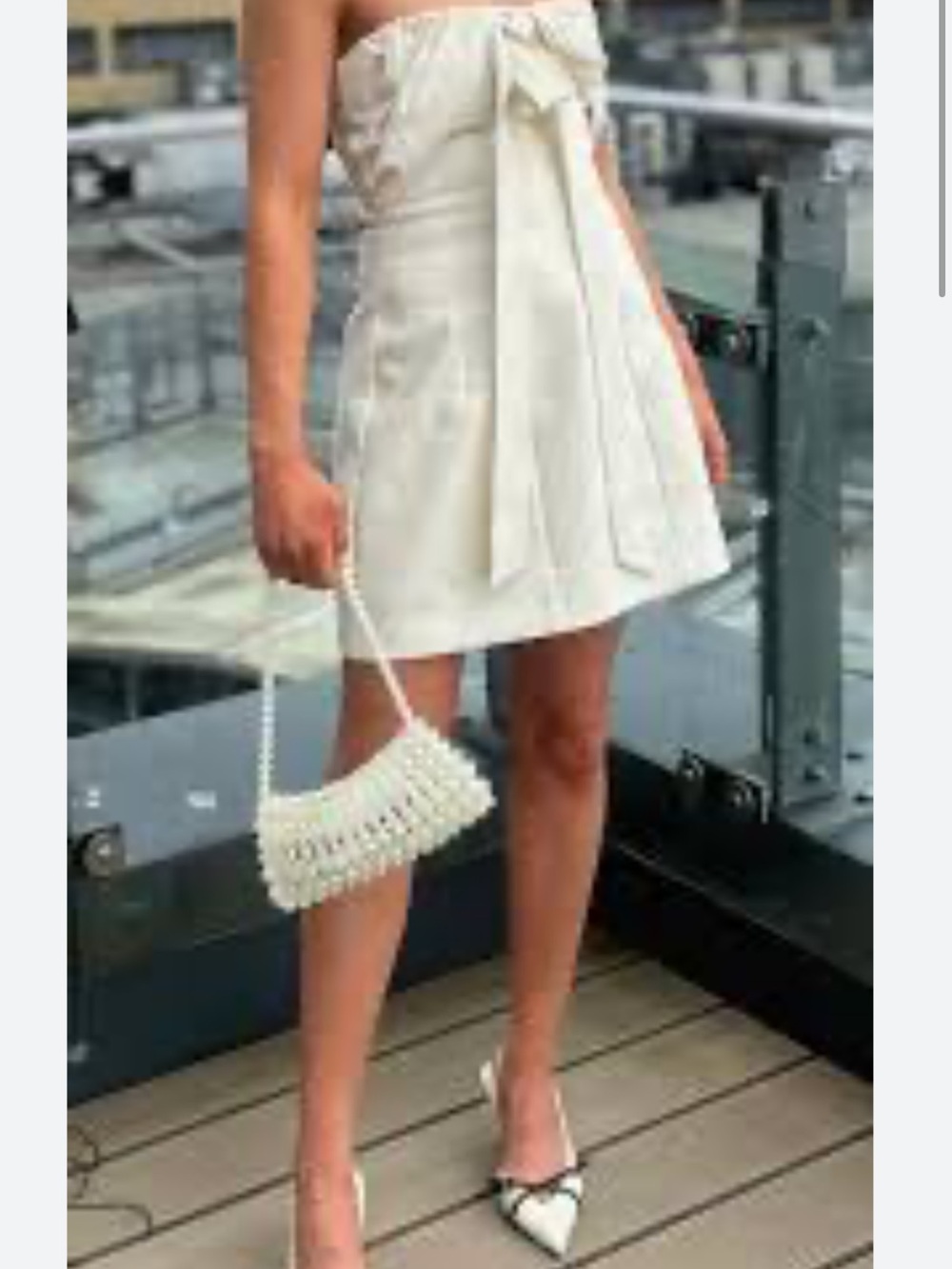 Zara Strapless Bow Front Cream Mini Dress